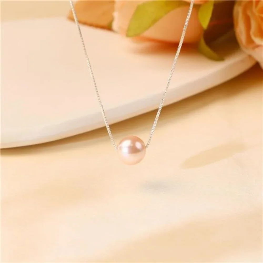 S925 Sterling Silver Pink Pearl Necklace as 9 Year Old Birthday Gift